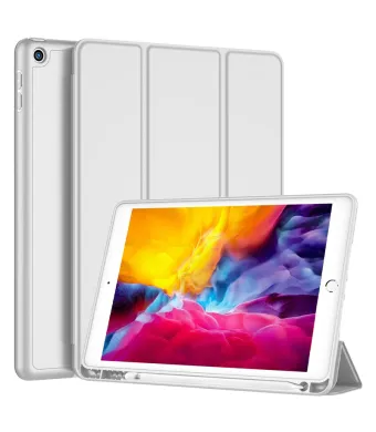 Husa tip Carte cu Suport Pix pentru Apple iPad 5/6, iPad 2017/2018, iPad Air 1/2, 9.7 inch, Protectie completa, Pliabila, Gri Engros (Gri)