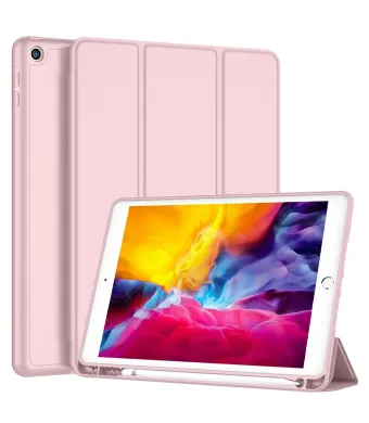 Husa tip Carte cu Suport Pix pentru Apple iPad 5/6, iPad 2017/2018, iPad Air 1/2, 9.7 inch,, Protectie completa, Pliabila, Roz Engros (ROZ)