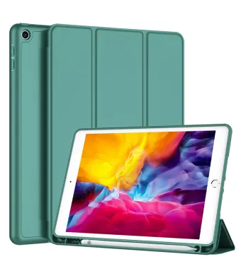 Husa tip Carte cu Suport Pix pentru Apple iPad 10.2 inch 7/8/9, 2019/2020/2021, Protectie completa, Pliabila, Verde Engros (iPad 8 (2020) 10.2", Verde)
