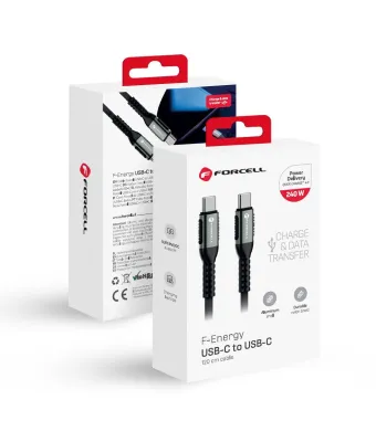 Cablu incarcare USB Type-C la USB Type-C, QC 4.0 PD 5A 240W, Lungime 1.2 m, Forcell F-Energy C263, Negru Engros (NEGRU)