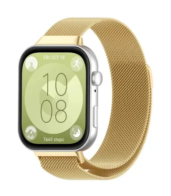 Curea Milaneza, pentru Huawei Watch Fit 3, Magnetica, Tesatura Metalica, Auriu Engros (Auriu)