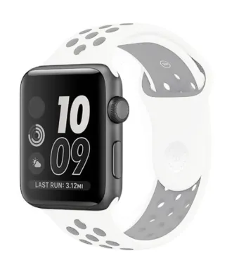 Curea Sport perforata pentru Apple Watch, Silicon, Alb-Gri - 38/40/41 mm , Mare Engros (38/40/41 mm, Alb)