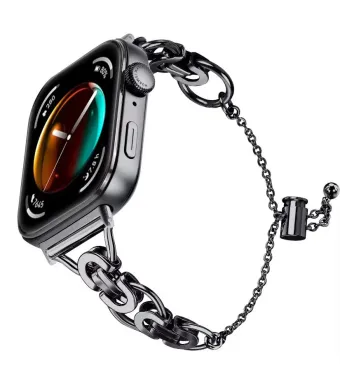 Curea Zale Imbinate pentru Huawei Watch Fit 3, Aspect Fashion, Metalica, Negru Engros (NEGRU)