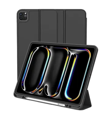 Husa tip Carte cu Suport Pix pentru Apple iPad Pro 12.9 si iPad Air 13, Protectie completa, Pliabila, Negru Engros (iPad Pro 12.9" (2020), NEGRU)