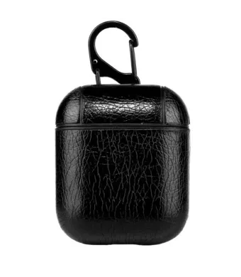 Husa Elite, Compatibil cu Airpods 1/2, Aspect select, Protectie antisoc, Leather look, Negru Engros (NEGRU)