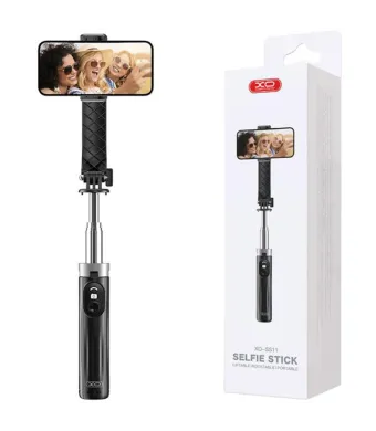 Selfie Stick Extensibil XO-SS11, Trepied stabil, Control Telecomanda BT 5.2, Rotativ, Negru Engros (NEGRU)