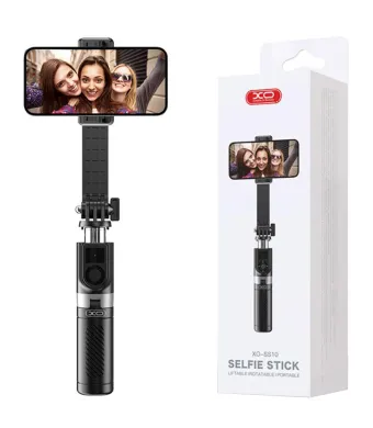 Selfie Stick XO-SS10, Trepied Extensibil, Control Telecomanda BT 5.2, Rotativ, Negru Engros (NEGRU)