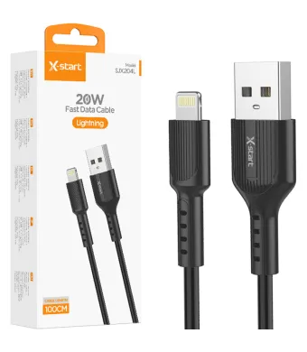 Cablu USB-Lightning, 1m, X-Start, Compatibil iPhone, Transfer Date si Putere 20W, Negru Engros (NEGRU)