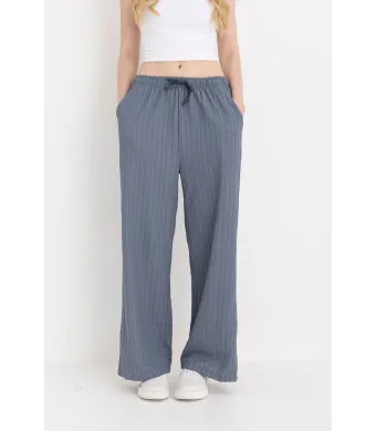 Pantaloni Dama Baki Largi Engros M2 Albastru
