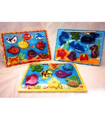 Joc educativ engros din lemn cu magnet - Hai la pescuit! - diverse modele, 30x22,5 cm