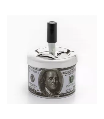 Scrumieră metalică antivânt cu buton, American Dream 100$, 9 cm, En-gros
