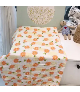 Paturica din bumbac pentru bebelusi - Orange, 0 luni+, 110x110 cm
