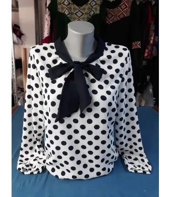 Bluza dama alba cu buline- en-gros (36,38,40,42)