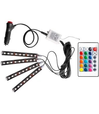 Set 4 benzi lumini ambientale auto 12V SMD RGB, telecomanda ENGROSS