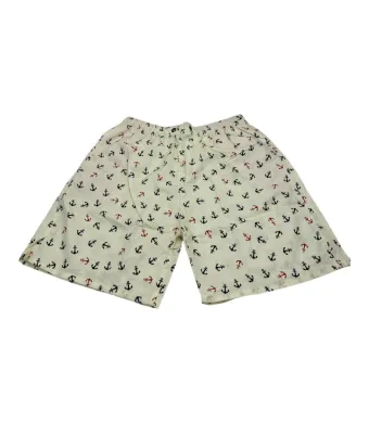 Pantaloni tip short de baie pentru barbati cu model ancora – cu buzunar, plasa interioara, 100% poliester, En-gros