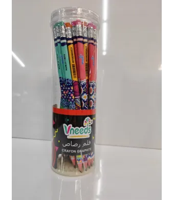 Set 36 Creioane HB cu Radieră Vneeds – Premium, Mina de Grafit, Culori Asortate - Engros