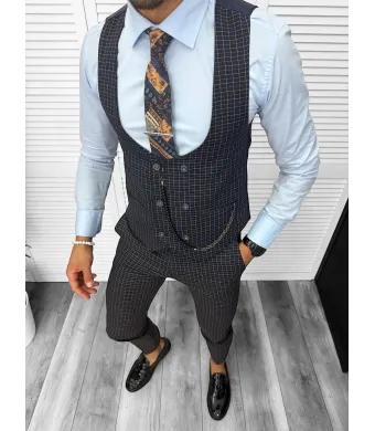 Compleu barbati elegant engros Pantaloni + Vesta