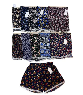 Pantaloni scurti din panza, de damă , imprimeuri diverse, mărimi mari diferite la set  - Engross