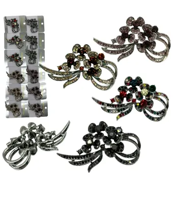 Broșe elegante en-gros, în formă de fundiță, 66x45 mm – set de 12 bucăți