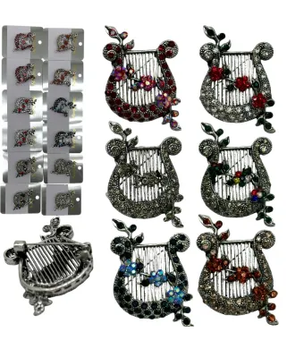 Broșe elegante en-gros, în formă de harpă, 30x50 mm – set de 12 bucăți