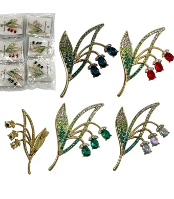 Broșe elegante en-gros, în formă de floare, 45x65 mm – set de 12 bucăți