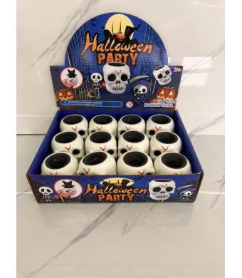 Jucărie Antistres Halloween En-gros – Cap de Mort Squeaky - 12 Bucăți