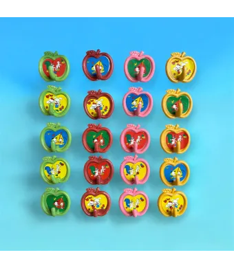 Set Agățători de Perete în Formă de Măr – Multicolore, cu Personaje Vesele,20 bucăți/set , En-gros