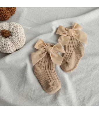 Sosete elegante pentru fetite, Carmen - Beige, marime S(6-12 luni), bumbac + elastan