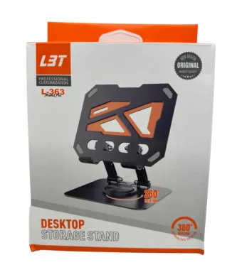 Suport metalic pentru tableta L-363 – rotire 360 grade, reglabil, dimensiune 13.5x16.5 cm, stabil si durabil pentru birou sau acasa, En-gros