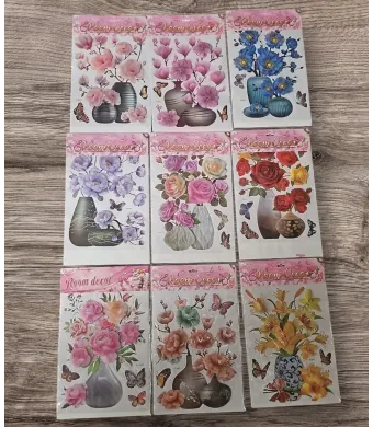 Stickere florale Room Decor – Vaze cu flori, 50x30 cm,En-gros