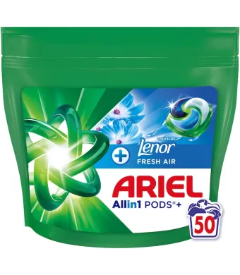 Detergent de rufe Engros capsule Ariel Allin1 PODS+ Touch of Lenor Fresh Air, 50buc /2pg
