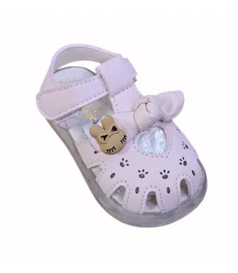 Sandale pentru Fetite, Piele ecologica, Talpa cauciuc, Engross, Marimi 15-19, 6buc/serie, Iepure, Roz