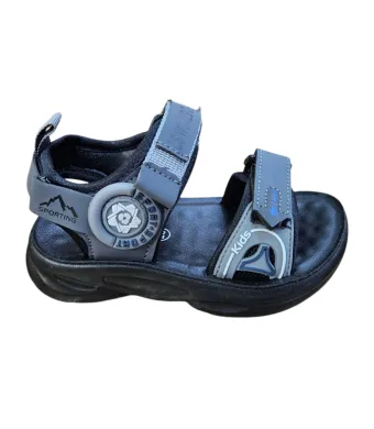 Sandale pentru Baieti, inchidere cu Arici, Talpa usoara de Spuma, Engross, 6/set, marimi 32-37, Model simplu, Gri inchis