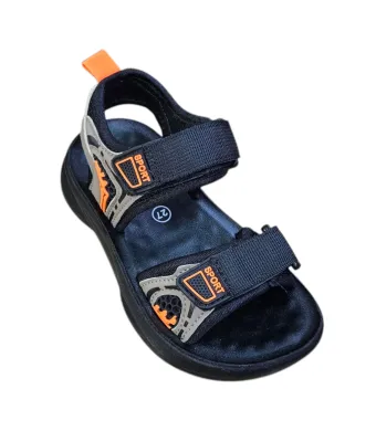 Sandale pentru Baieti, inchidere cu Arici, Talpa usoara de Spuma, Engross, 6/set, marimi 32-37, Gri-orange