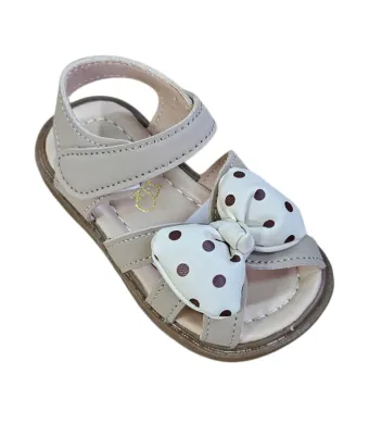 Sandale pentru Fetite, Elegante, Piele ecologica, Talpa cauciuc, Engross, Marimi 15-19, 6buc/serie, Model Buline, Bej