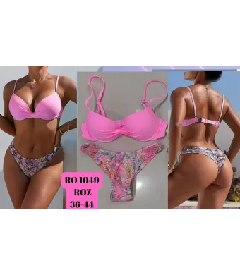 Costum de baie pentru Dama, Engross, marimi 36-44, 5buc/serie, Slip Brazilian, Sutien cu burete si Push-up, Bretele reglabile, Roz