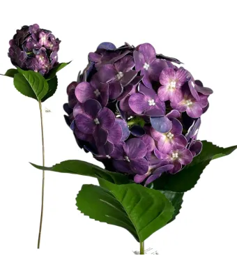 Hortensie artificială cu flori din silicon, 60 cm, 1 fir – engros