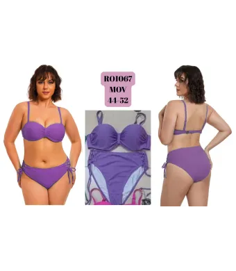 Costum de baie pentru Dama, Engross, marimi 44-52, 5buc/serie, Slip Normal, Sutien cu burete, Bretele reglabile, Mov