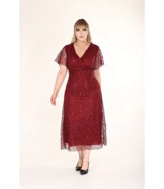 Rochie lunga de ocazie, Engros, din dantela accesorizata cu paiete