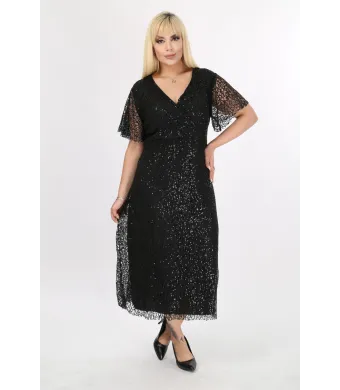 Rochie lunga de ocazie, Engros, din dantela accesorizata cu paiete