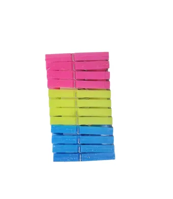 Set 24 Cârlige Rufe din Plastic, Multicolore, 9.5 cm, En-gros