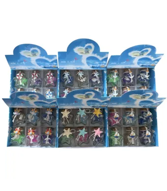 Sticlă decorativă cu nisip și scoici în formă de stea 6/set,model mixt 7x6cm