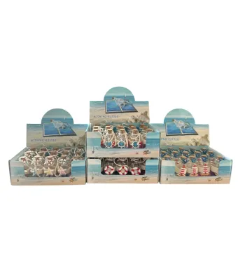 Sticlă decorativă cu nisip și scoici  15/set,model mixt 7x3cm