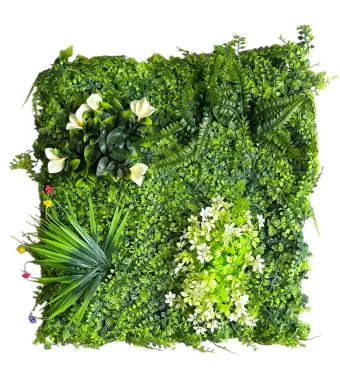 Panou decorativ cu gazon artificial, 50x50 cm – design natural cu diverse tipuri de verdeață artificială engros