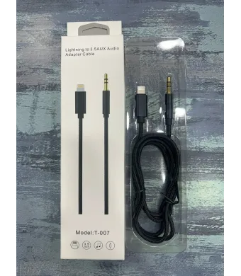 Cablu Adaptor T-007 iPhone Lightning la Jack 3.5mm AUX, Audio Hi-Fi, Compatibil iOS, Negru engross