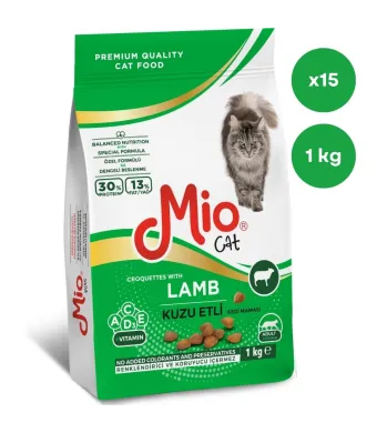Sac pisica Mio Cat cu Carne de Miel, 1 Kg, Hrana Uscata En-gros Premium pentru Pisici Adulte (Cutie 15 Saci)