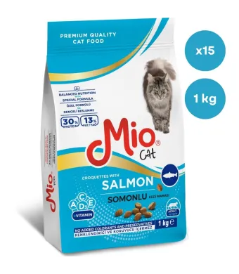 Sac pisica Mio Cat cu Somon, 1 Kg, Hrana Uscata En-gros Premium pentru Pisici Adulte (Cutie 15 Saci)