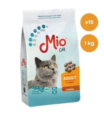 Sac pisica Mio Cat cu Carne de Pui, 1 Kg, Mancare Uscata En-gros Premium pentru Pisici Adulte (Cutie 15 Saci)