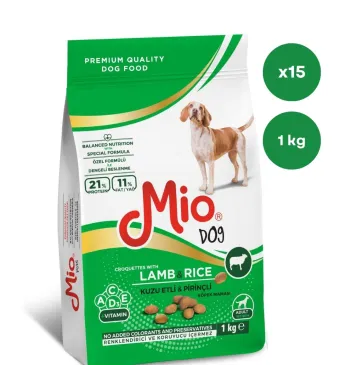 Sac caini Mio Dog cu Carne de Miel si orez, 1 Kg, Mancare Uscata En-gros Premium pentru Caini Adulti (Cutie 15 Saci)
