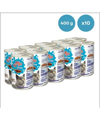 Conserva pisica Mio Extra Cat cu Cod si Creveti 400 g, Hrana Umedă En-gros Super Premium pentru Pisici Adulte (Set 10 Conserve)